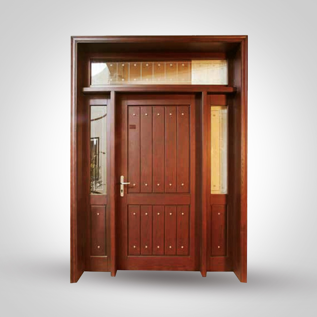 Custom solid wood and glass main door manufactured by Arteak Pakistan