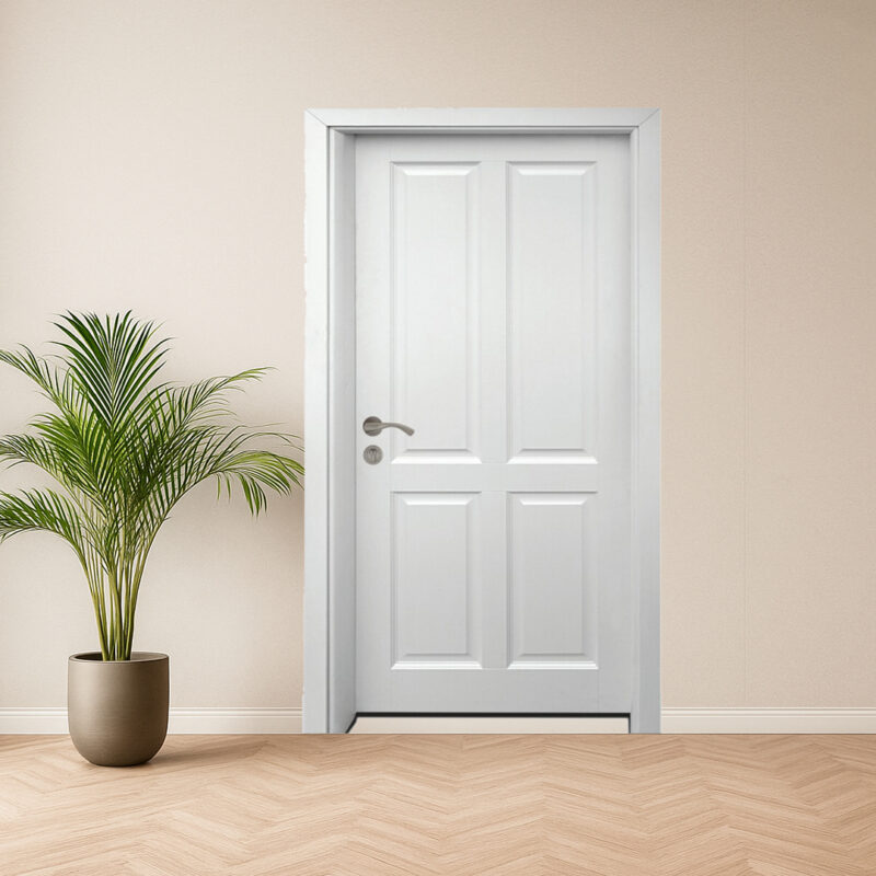 customised modern aesthetic door in semi solid wood and finished in deco paint