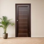 customised modern aesthetic door in mahogany wood