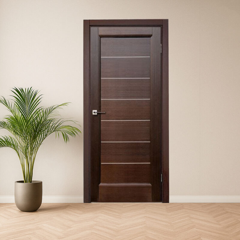 customised modern aesthetic door in mahogany wood