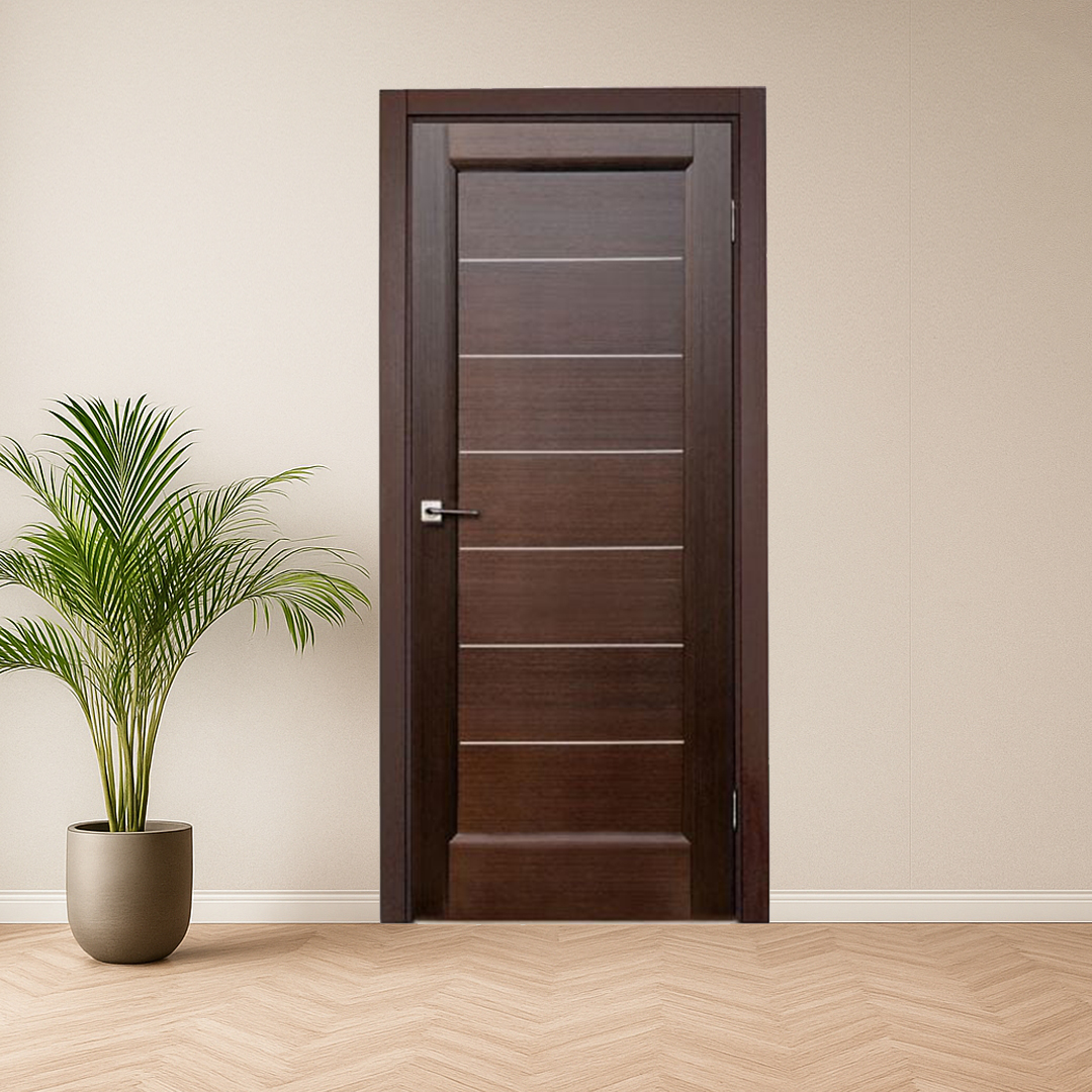 customised modern aesthetic door in mahogany wood