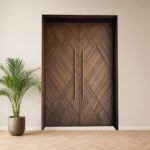 Contemporary solid wood entrance door with premium finish by Arteak.