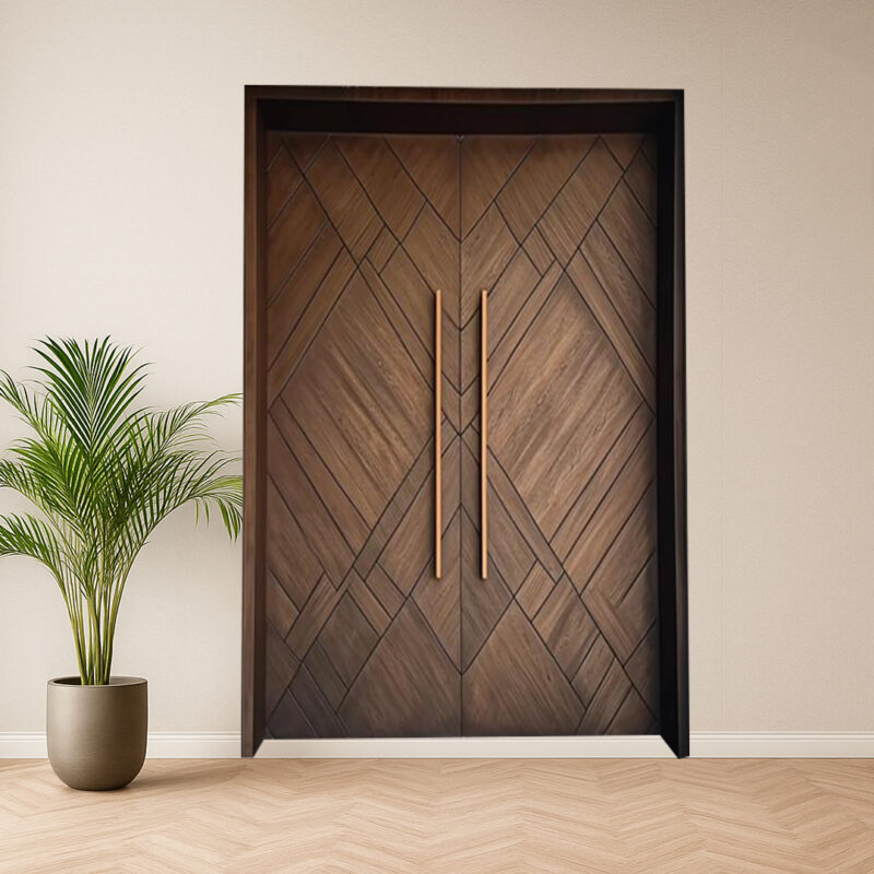 Contemporary solid wood entrance door with premium finish by Arteak.