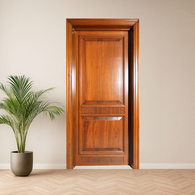 Luxury solid wood main entrance door custom manufactured by Arteak for modern homes in Pakistan.