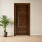 customised modern aesthetic door in mahogany wood